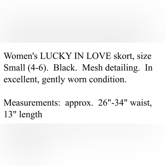 LUCKY IN LOVE • Women's Black
Tiered Skort Small 4-6 Skirt - Picture 4 of 4
